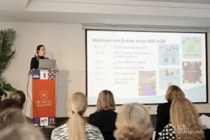 IAPA Board member Sarah Kelly presenting activities and webinars during the IAPA AGM. 