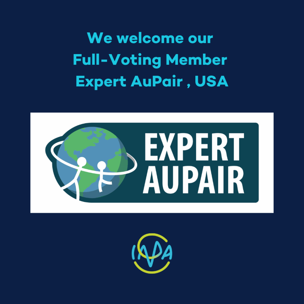 We Welcome our Full-Voting Member Expert Au Pair, USA. Logo of Expert AuPair, below that smaller the logo of IAPA